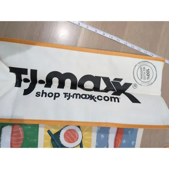 Sushi Nigri Orange Collage Shopping Bag Reusable Large Tote Gift TJMaxx New - Picture 5 of 12